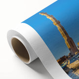 Art deco poster of Egyptian scenery in muted earth tones on rolled canvas, ideal for nursery wall art.