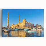 Large black and white stretched canvas of Egyptian scenery, ideal for kitchen wall art.