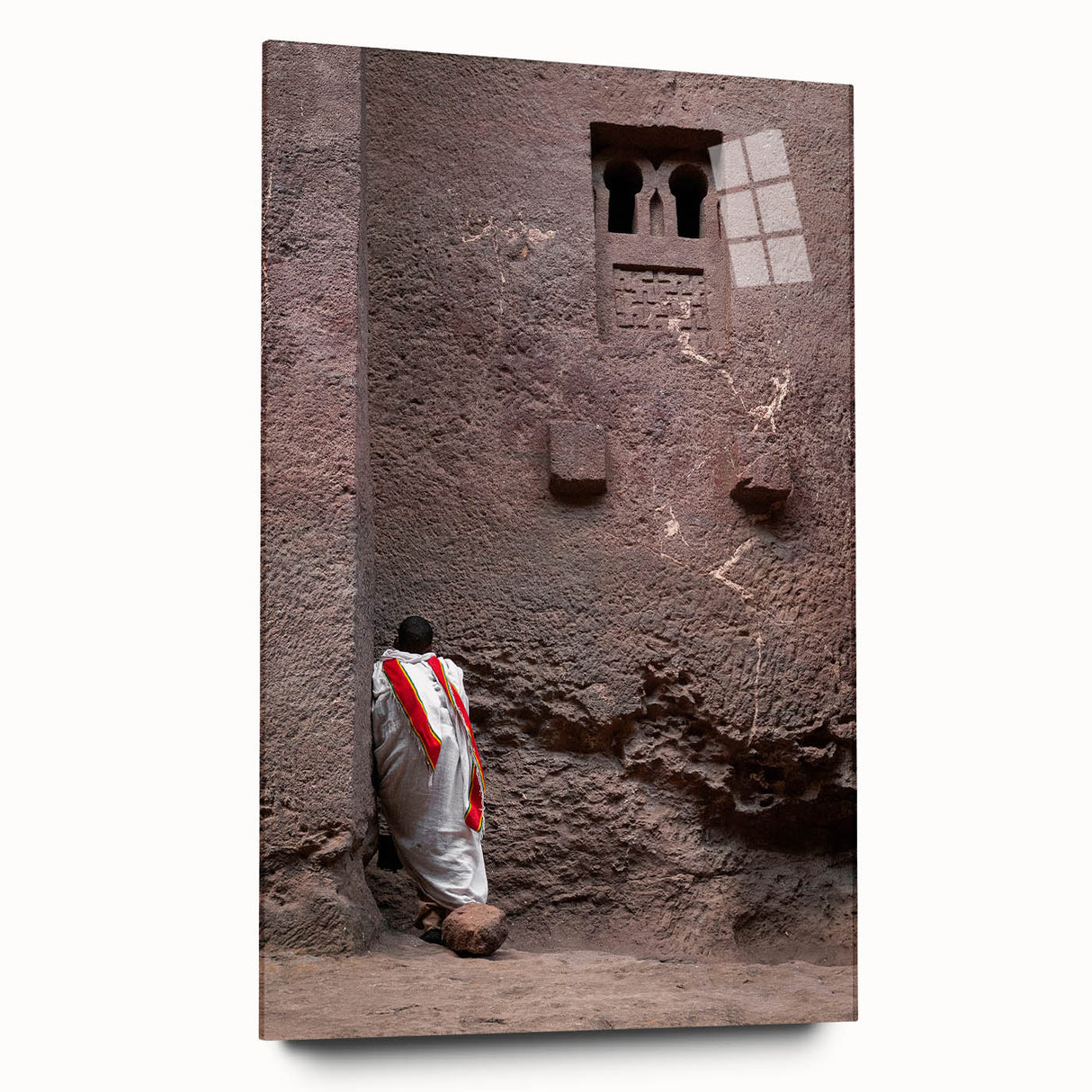 Large abstract acrylic print of an Ethiopian landscape, featuring earthy tones, ideal for bedroom or dining room art.