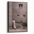 Framed canvas featuring a black and white vintage landscape of Ethiopia, ideal for bedroom decor.