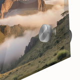 Large abstract depiction of a Kenyan landscape on acrylic glass, featuring earthy tones.