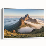 Framed canvas depicting a serene Kenyan landscape in muted earth tones, ideal for bedroom wall art.