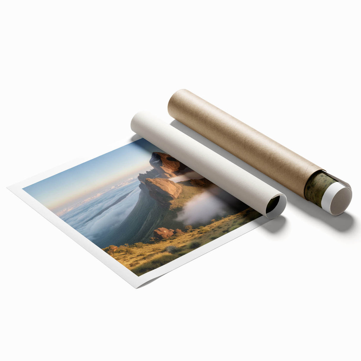 Extra large rolled print featuring a serene Kenyan landscape with vibrant greenery and floral elements.