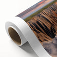 Art Deco poster of Madagascar scenery on rolled canvas, featuring pastel shades, ideal for nursery wall art.