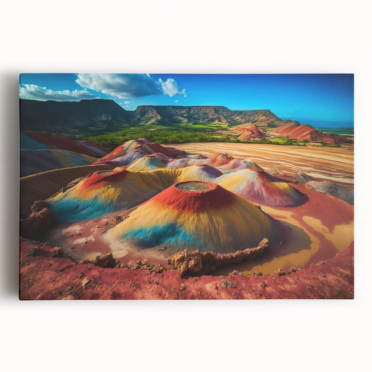 Black and white photograph of Mauritius scenery on large stretched canvas, ideal for kitchen wall art.