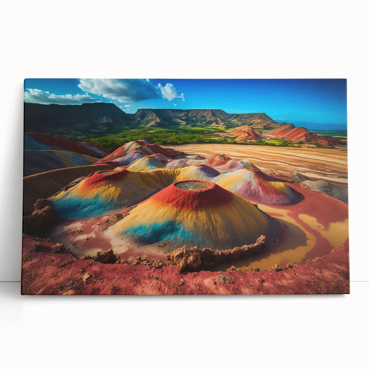 Large black and white canvas print depicting a scenic view of Mauritius, ideal for kitchen wall art or bedroom ambiance.