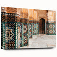 Large abstract wall art depicting a Moroccan landscape in muted earth tones, acrylic print.