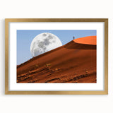 Textured abstract art print depicting the Namibian desert in earth tones on a framed canvas, suitable for bedroom decor.