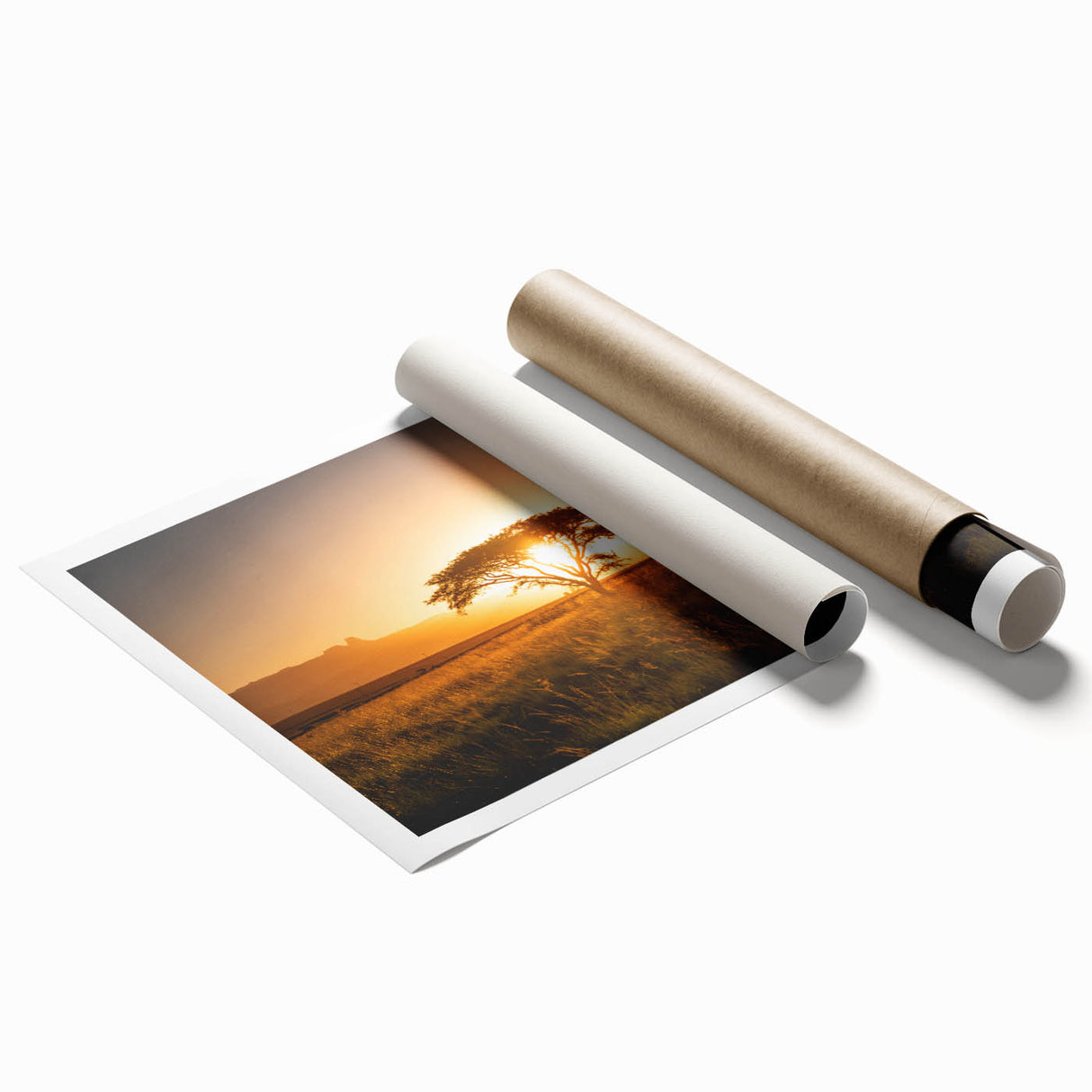 Extra large rolled print depicting vibrant African scenery with detailed floral elements, ideal for classy bathroom wall art.