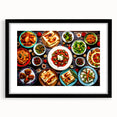Extra large abstract art print with vibrant, colorful textures on a black framed canvas, ideal for living room decor.