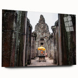 Large abstract acrylic print of a Cambodian scenery in muted earth tones, ideal for bedroom or dining room art.