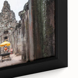 Extra large framed canvas of a textured, colorful Cambodian landscape, ideal for living room decor.