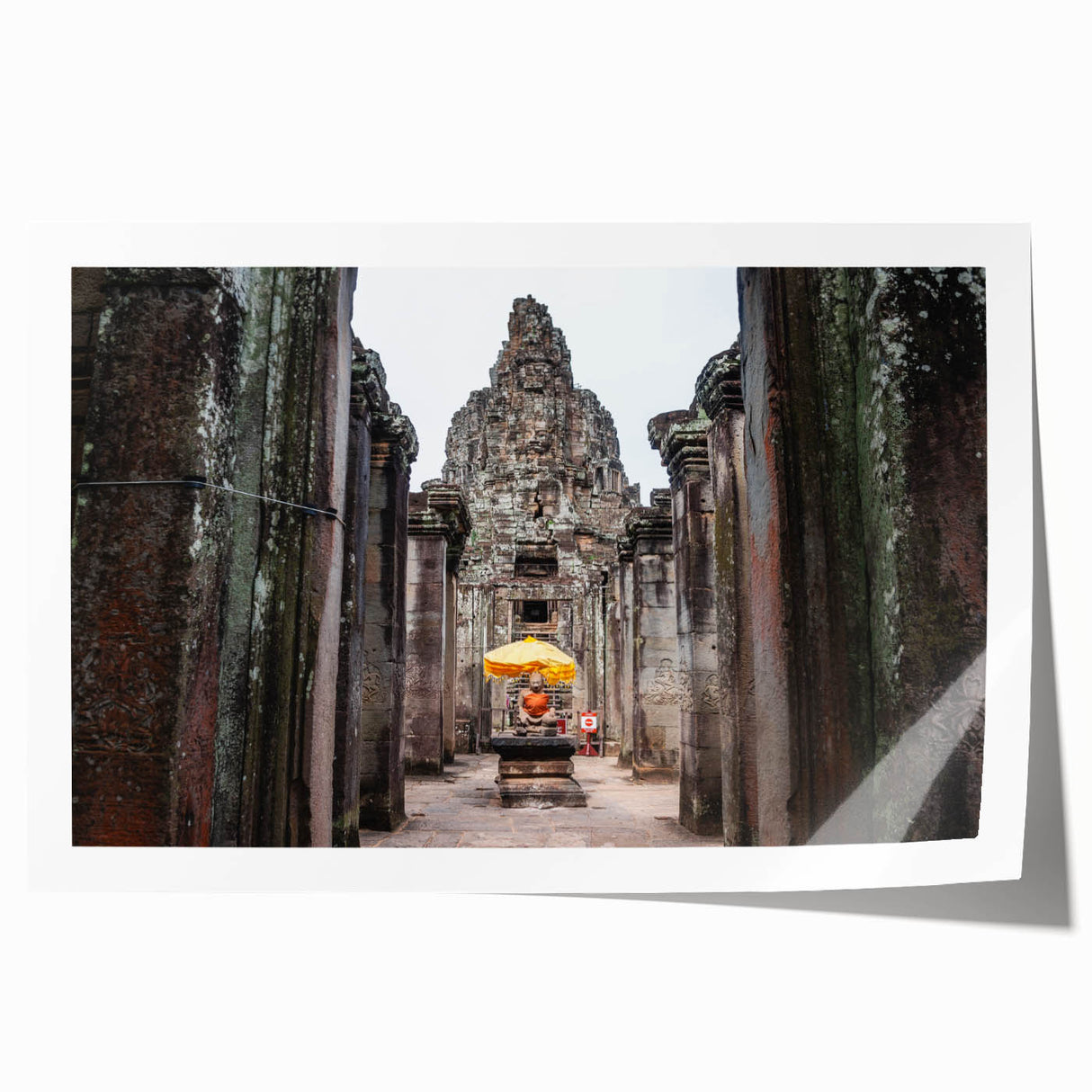 Extra large rolled print of Cambodian scenery with vibrant green and earth tones, suitable for dining room wall art.