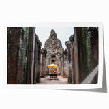 Extra large rolled print of Cambodian scenery with vibrant green and earth tones, suitable for dining room wall art.