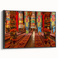 Black and white framed canvas depicting a Tibetan landscape, ideal for bedroom wall art.