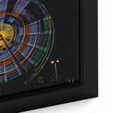 Extra large framed canvas featuring a textured, colorful Asian landscape in black with vibrant accents.
