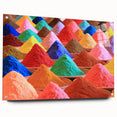 Large abstract wall art depicting a serene Indian landscape in muted earth tones on acrylic glass.