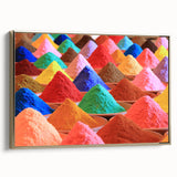 Framed canvas landscape painting of an Indian scenery in gold and black tones, ideal for bedroom wall art.