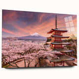 Acrylic print of a large abstract depiction of a Japanese landscape in muted earth tones.
