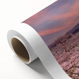Art deco poster featuring a serene Japanese landscape in soft pastel shades, on rolled canvas, ideal for nursery wall art.
