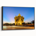Black and white landscape art painting of a Laos scenery on framed canvas, suitable for bedroom wall decor.