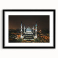 Extra large, textured abstract art print of a vibrant, colorful Malaysian landscape on a black framed canvas.