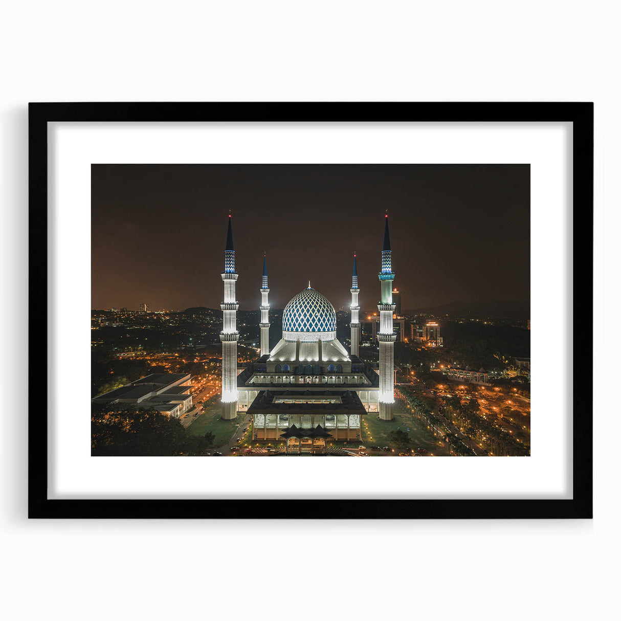 Extra large, textured abstract art print of a vibrant, colorful Malaysian landscape on a black framed canvas.