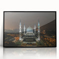 Large abstract wall art depicting a serene Malaysian landscape in muted earth tones on a framed acrylic canvas.