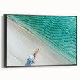 Black and white landscape art of Maldives on framed canvas, suitable for bedroom decor.