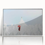 Framed acrylic print featuring a serene Myanmar landscape in soft pastel hues, ideal for modern art wall decor.