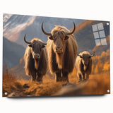 Acrylic glass print of a large abstract depiction of a Nepalese landscape, suitable for bedroom or dining room decor.