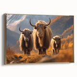 Framed canvas depicting a vintage-style landscape painting of Nepalese scenery, ideal for bedroom wall art.