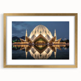 Extra large abstract art print featuring textured scenery of Pakistan in muted earth tones, framed with a gold mat.