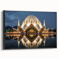 Black and white landscape art painting of Asian scenery on framed canvas, suitable for bedroom wall decor.