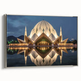 Framed canvas landscape art painting depicting a colorful, vintage-style Pakistani scenery.