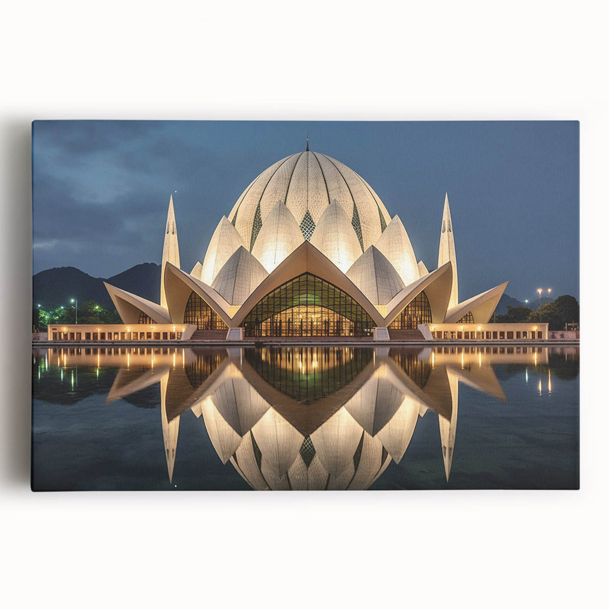 Large black and white stretched canvas featuring a scenic view of a Pakistani landscape, ideal for kitchen wall art.