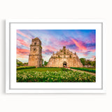 Abstract art print of a Philippine landscape in muted earth tones on a framed white canvas, suitable for dining room decor.