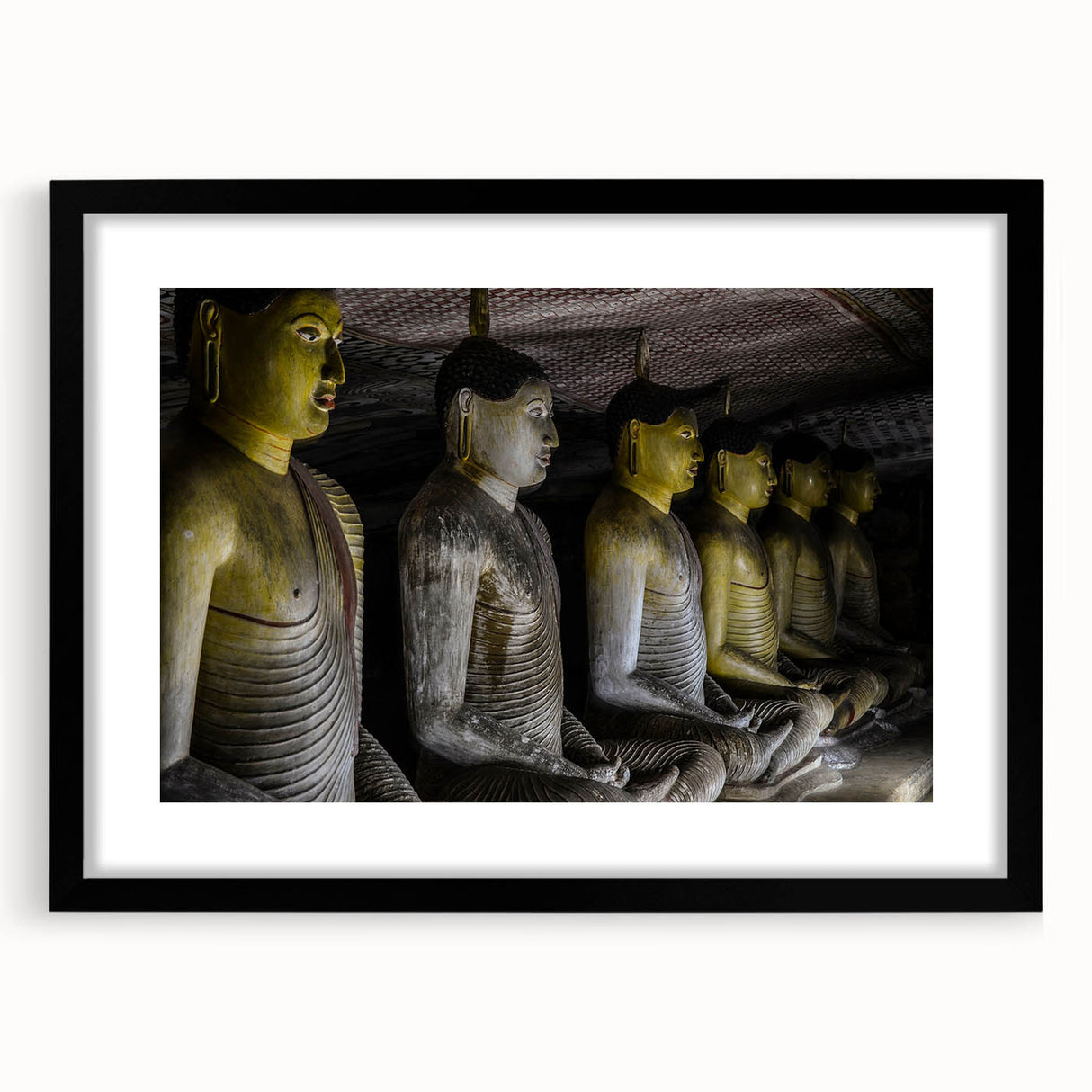 Extra large textured abstract art print of colorful Sri Lankan scenery on a black framed canvas, ideal for living room decor.