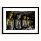 Extra large textured abstract art print of colorful Sri Lankan scenery on a black framed canvas, ideal for living room decor.