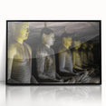 Large abstract wall art featuring a serene Sri Lankan landscape in muted earth tones, framed in black acrylic.