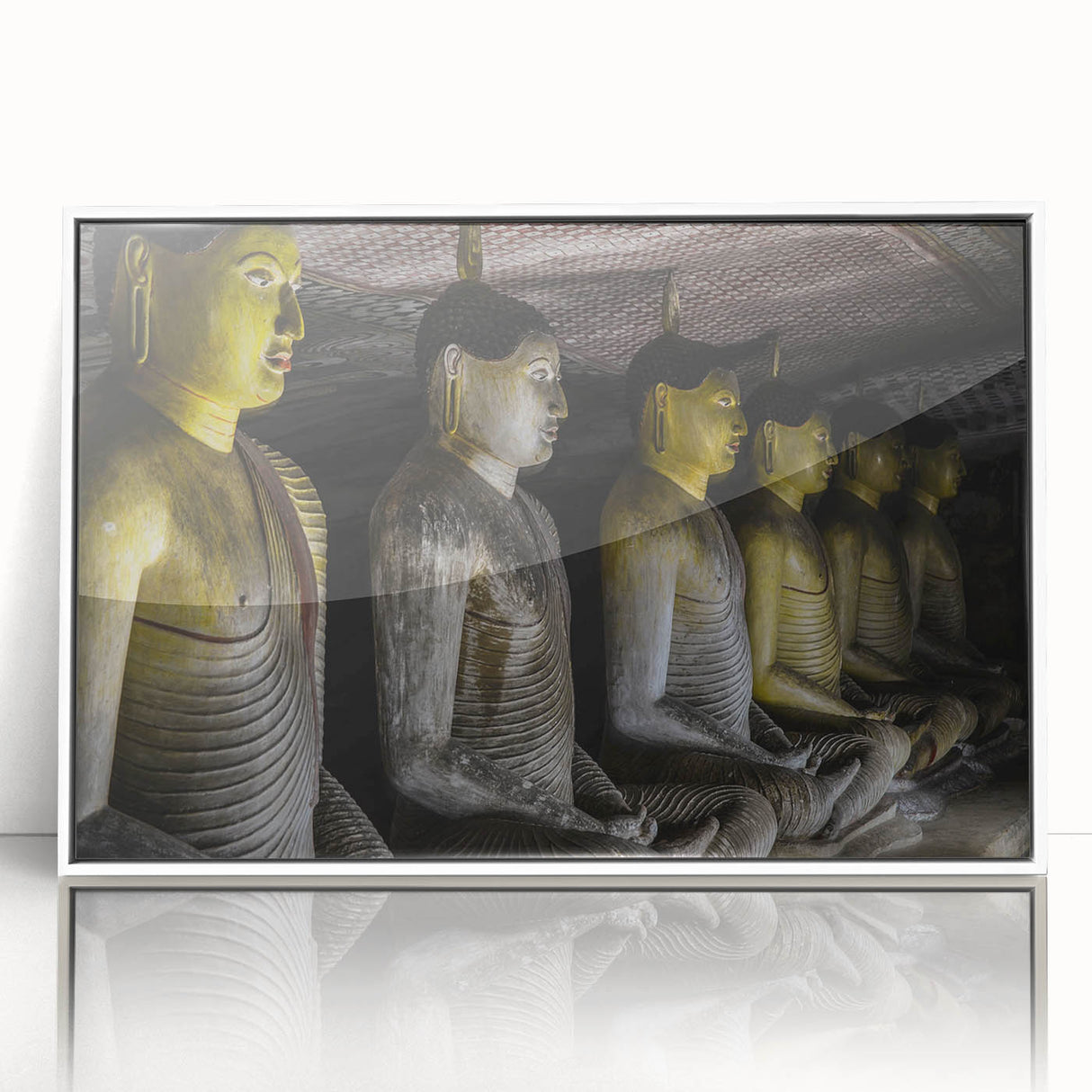 Framed acrylic painting of a serene Sri Lankan landscape in pastel shades, ideal for modern art wall decor.