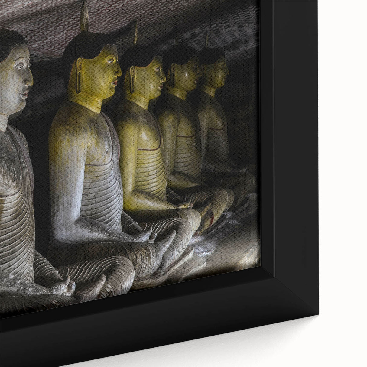 Extra large framed canvas featuring a textured, colorful Sri Lankan landscape on black background.