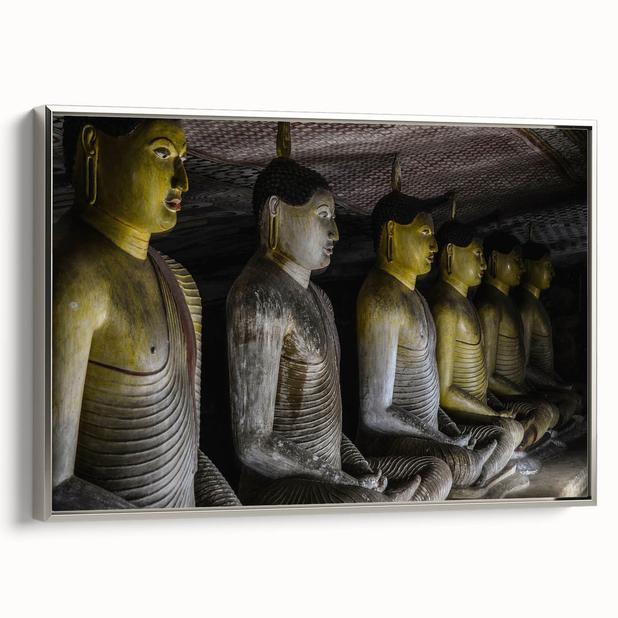 Framed canvas landscape art painting featuring a scenic view of Sri Lanka in vibrant colors, ideal for living room decor.