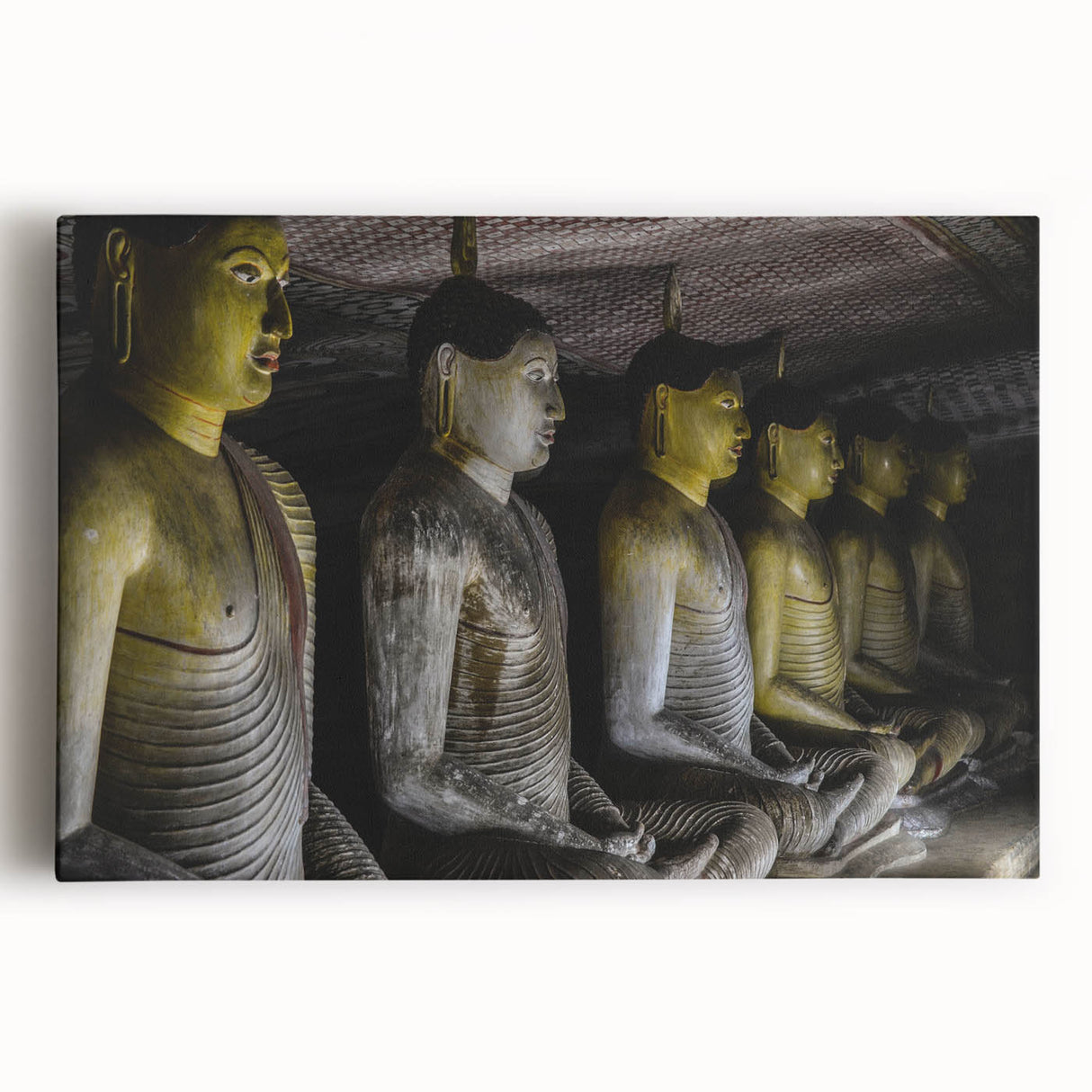Black and white stretched canvas featuring a serene Sri Lankan landscape, ideal for kitchen wall art.
