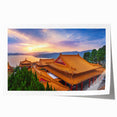 Extra large rolled print of a serene Taiwanese landscape with lush greenery and muted earth tones.