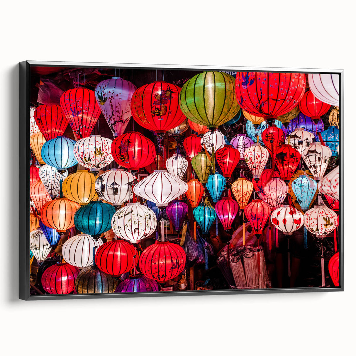 Black and white landscape art painting of a Vietnamese scenery on framed canvas, ideal for bedroom wall decor.