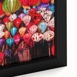 Extra large framed canvas featuring a textured, colorful Vietnamese landscape on a black background.