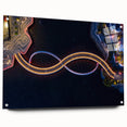 Acrylic print of a large abstract depiction of Perth, Australia in vibrant blue and green tones.