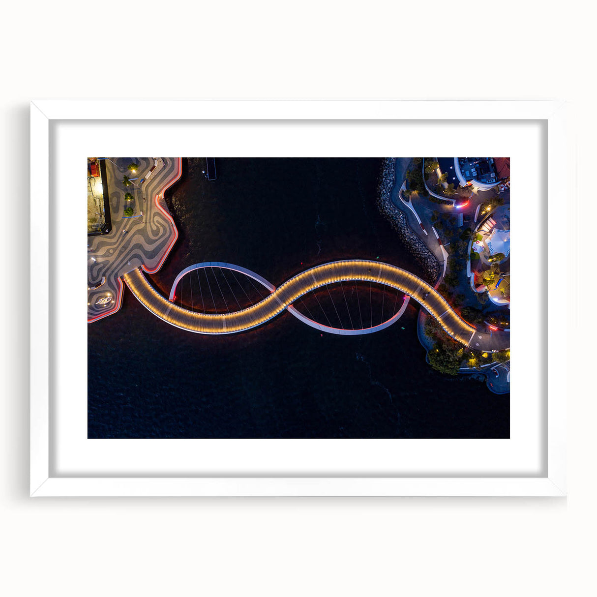 Extra large abstract art print of Perth scenery in muted earth tones on a textured canvas, framed with a white mat.