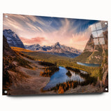 Large abstract wall art of British Columbia scenery on acrylic glass, featuring muted earth tones.